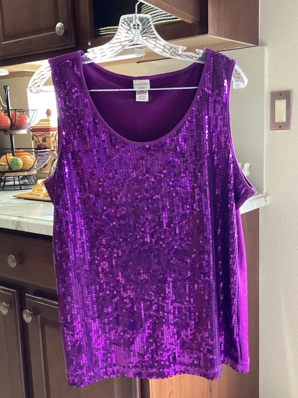 Covington Purple Sequin Sleeveless Tank Top